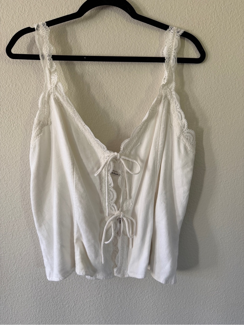 Abercrombie & Fitch White Lace Tie-Front Camisole